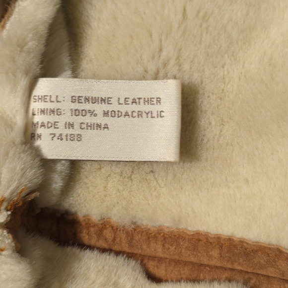 Vtg Synergy Leather Faux Shearling Hooded Coat Sueded Modacrylic Lined, Sz S - Picture 16 of 16